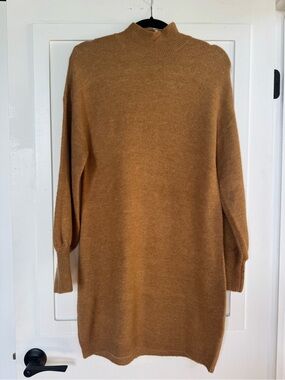 Vero Moda Camel Mock Neck Long Sweater Dress